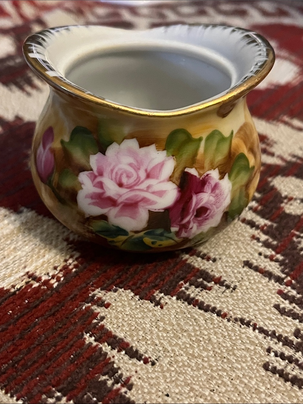 VTG hand painted floral miniature vase/toothpick holder Made In Japan 803